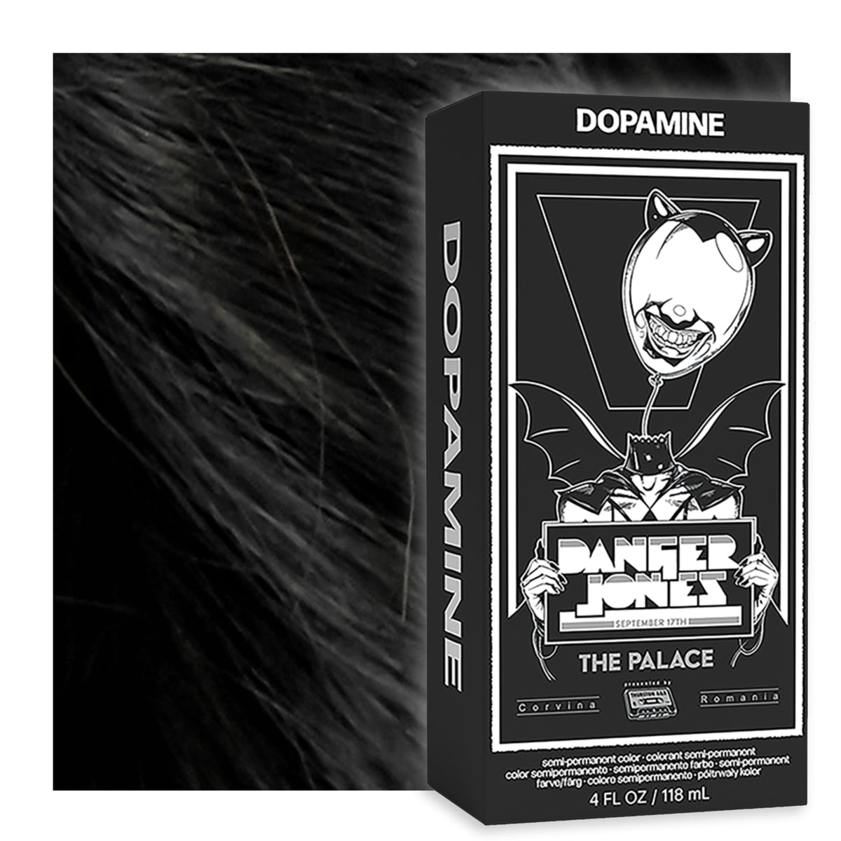 Danger Jones Dopamine Black front jar showing bold packaging and professional appeal