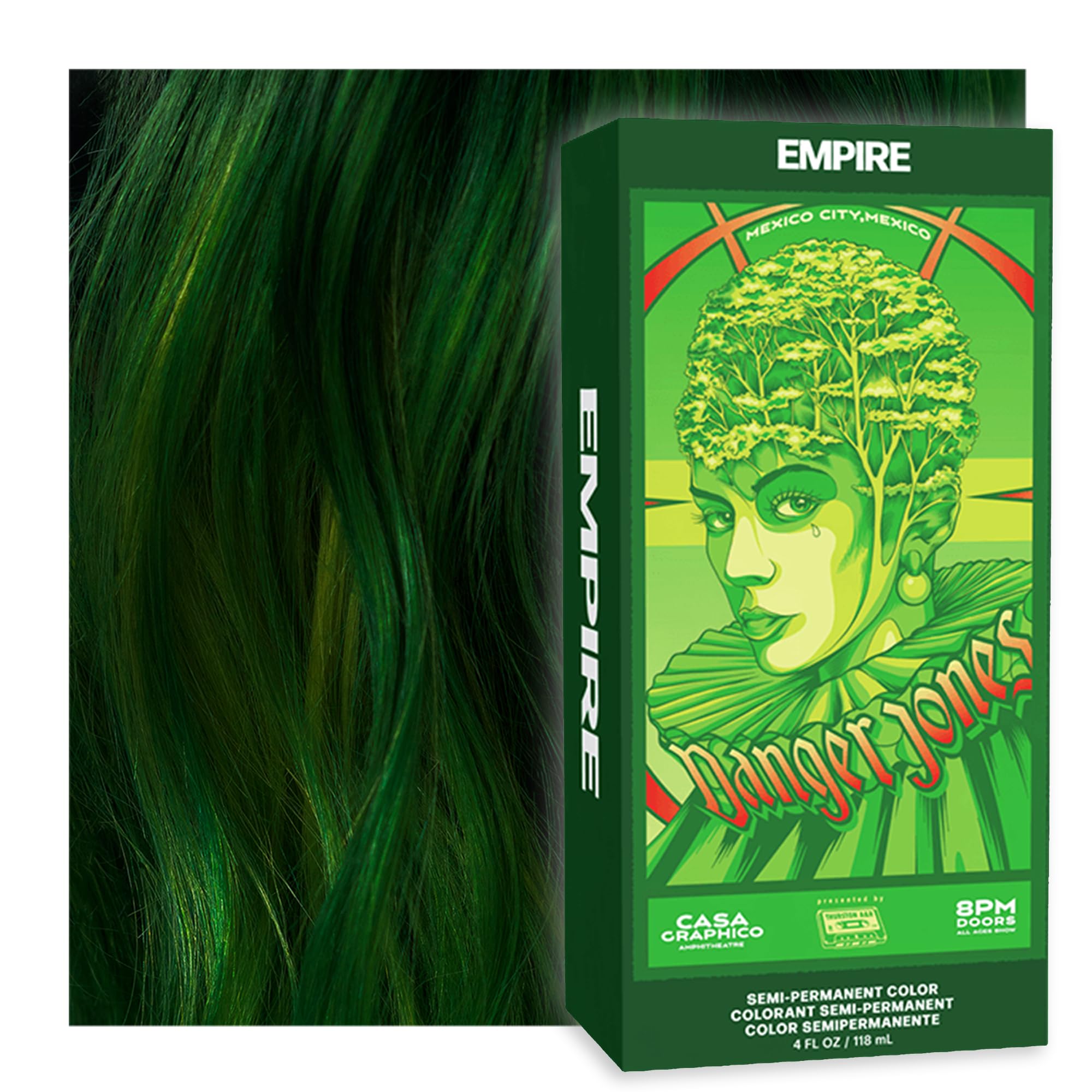 Danger Jones front packaging showing Empire Green and clear labeling benefit: easy identification