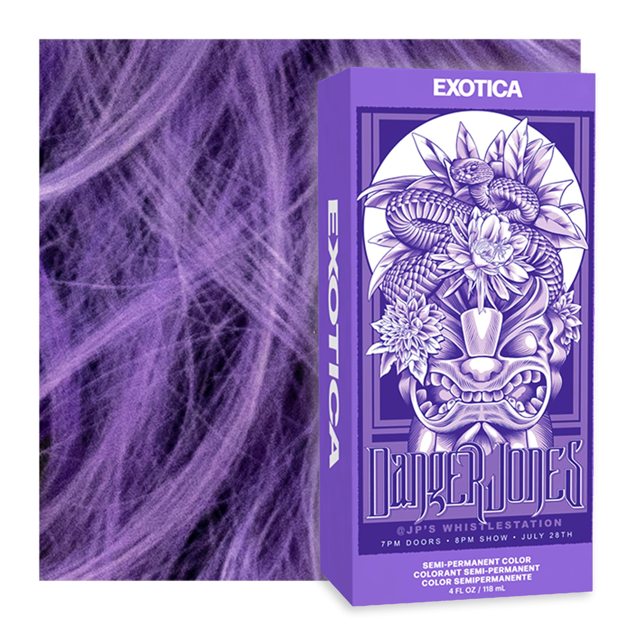 Danger Jones front packaging showing Exotica Light Purple and vibrant color promise