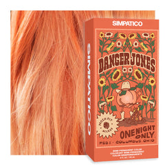 Danger Jones bottle front view showing Simpatico light peach color and label benefits