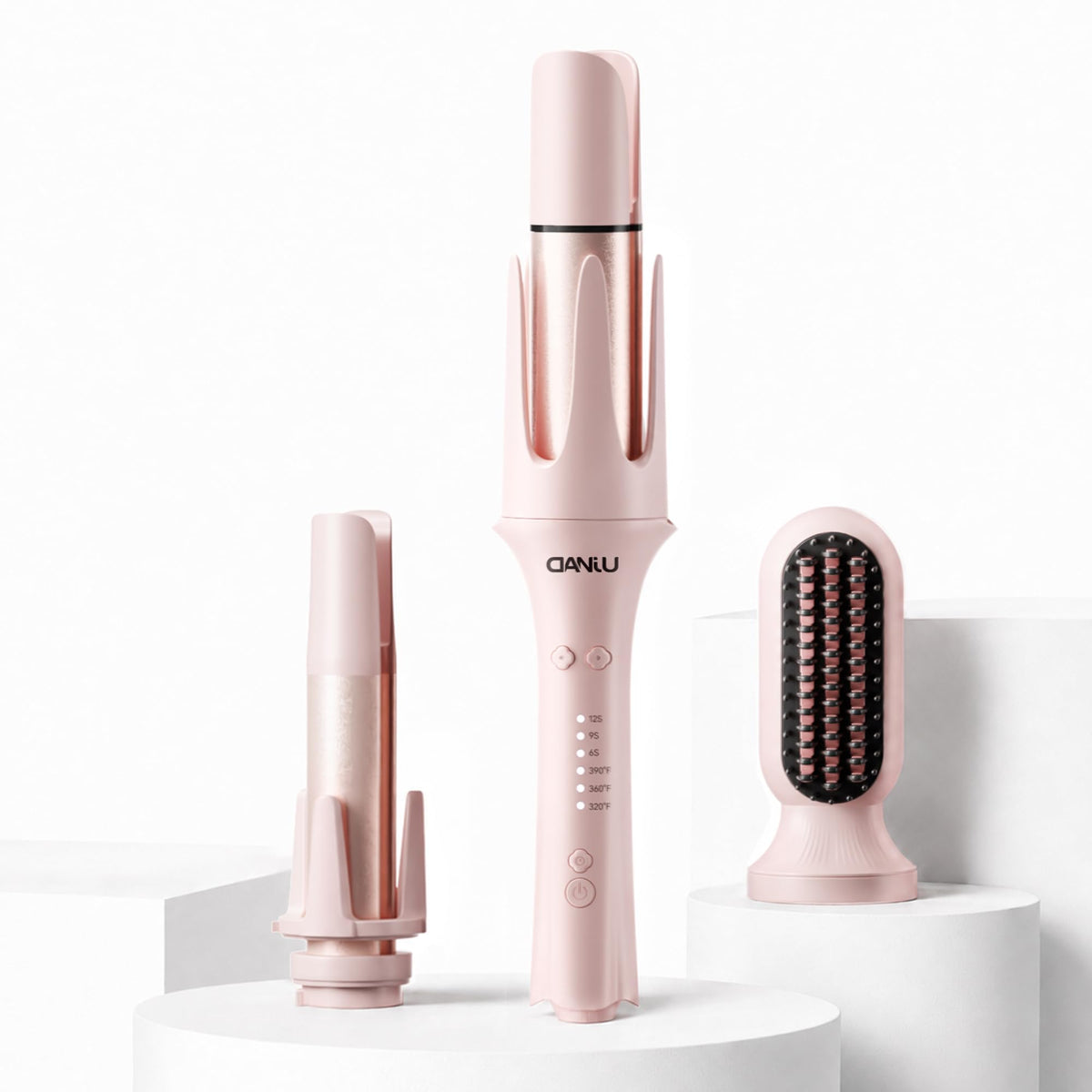 danju front view of 3-in-1 styler showing kit convenience