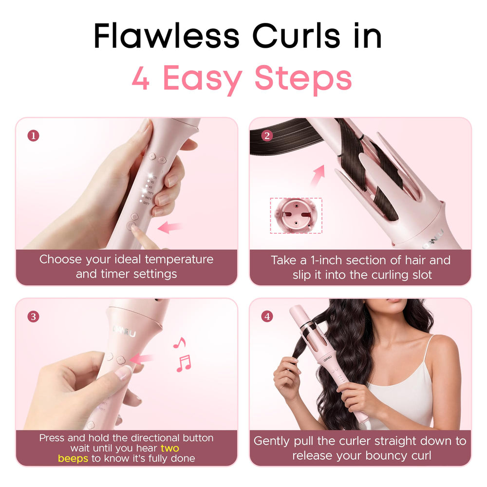 danju automatic curling iron in use creating defined curls