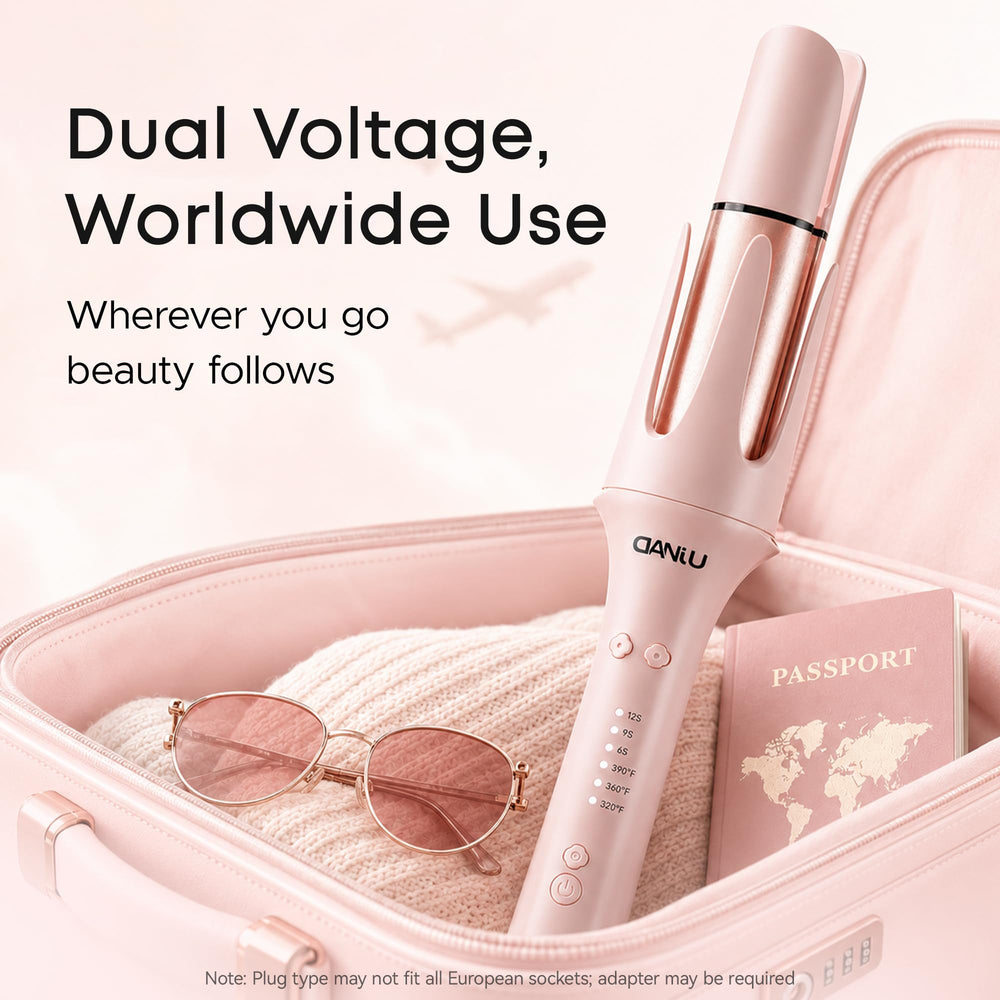 danju styler beside ruler showing compact size and portability