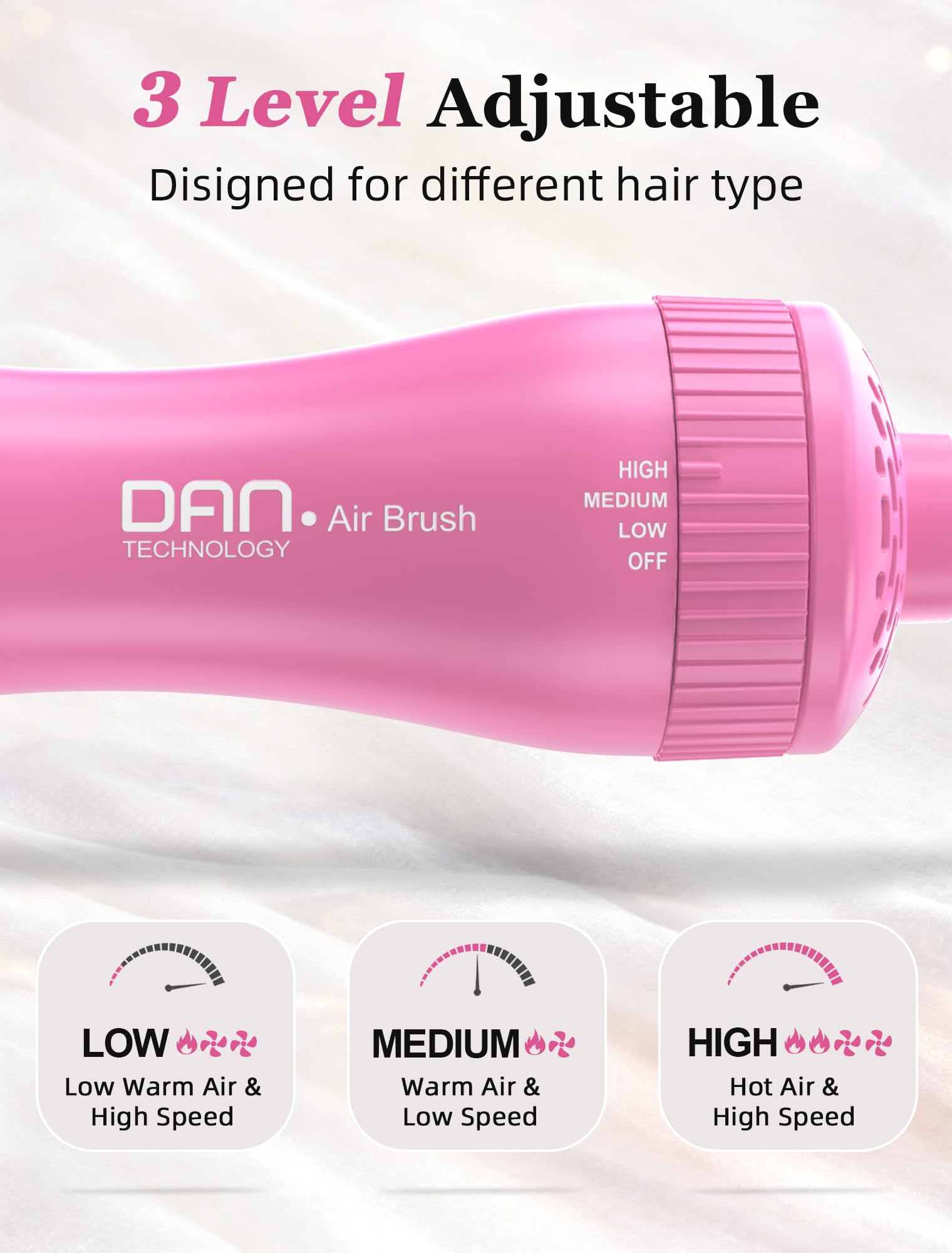 DAN Technology styling short hair with brush to create smooth finish and volume