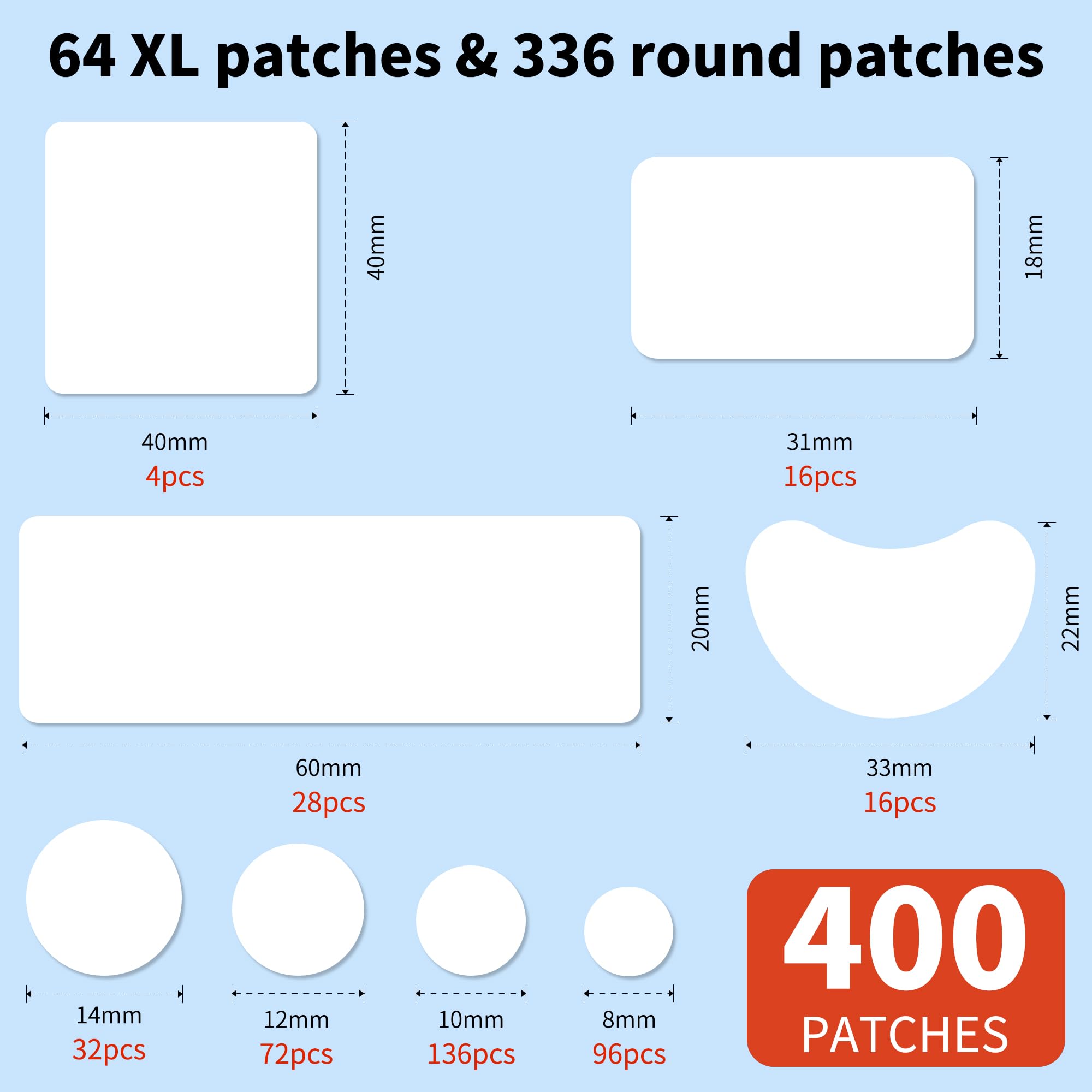 Daolyo spread of eight patch shapes and sizes to choose the best fit for each blemish
