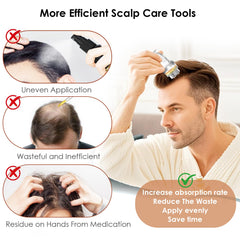 DAPENG applicator in use on scalp delivering liquid directly and neatly