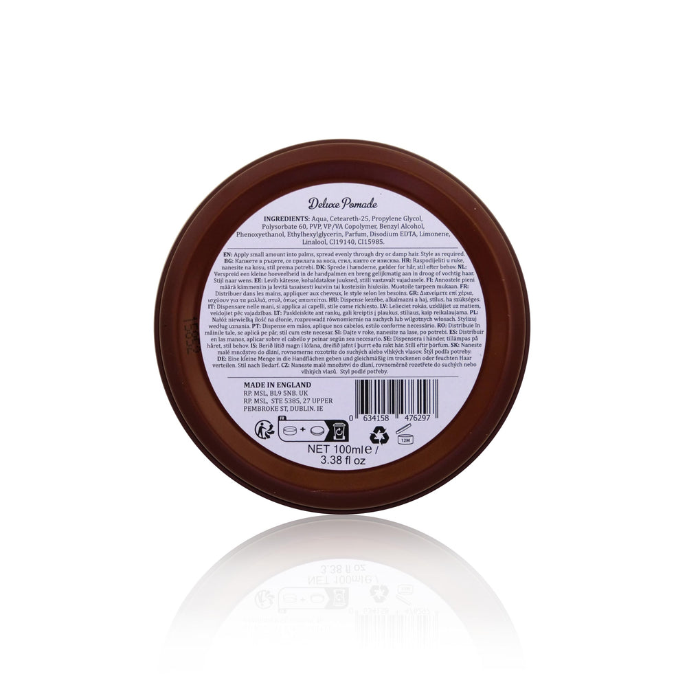 Dapper Dan open jar revealing smooth pomade texture for easy warming and application