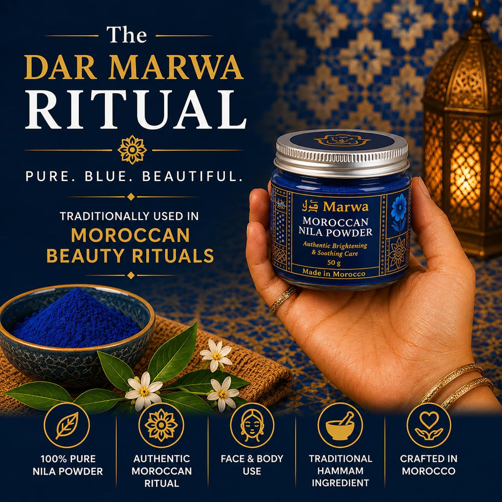 Dar Marwa nila powder close-up texture highlighting pure indigo quality