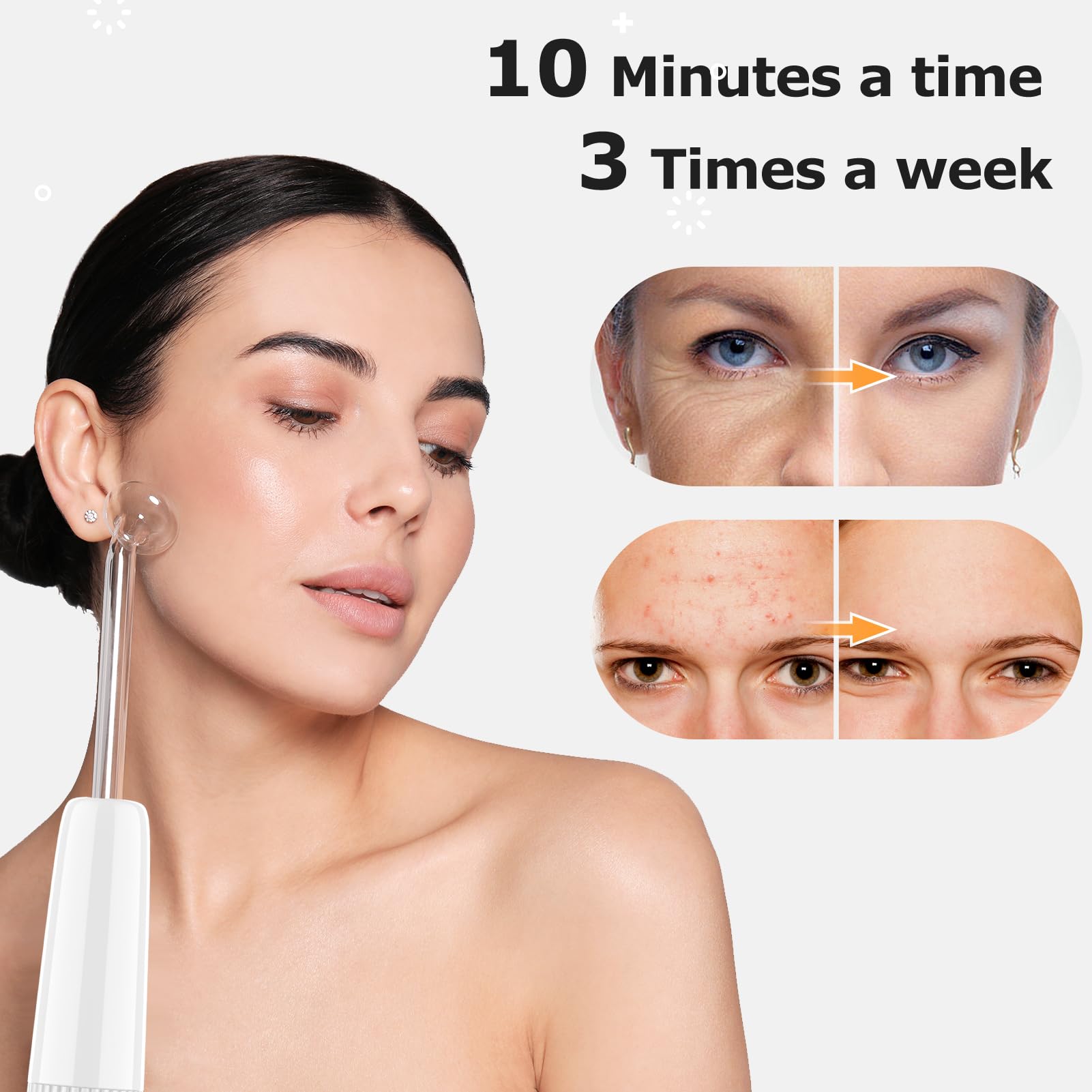 DARSONVAL wand in use on face demonstrating gentle targeted treatment