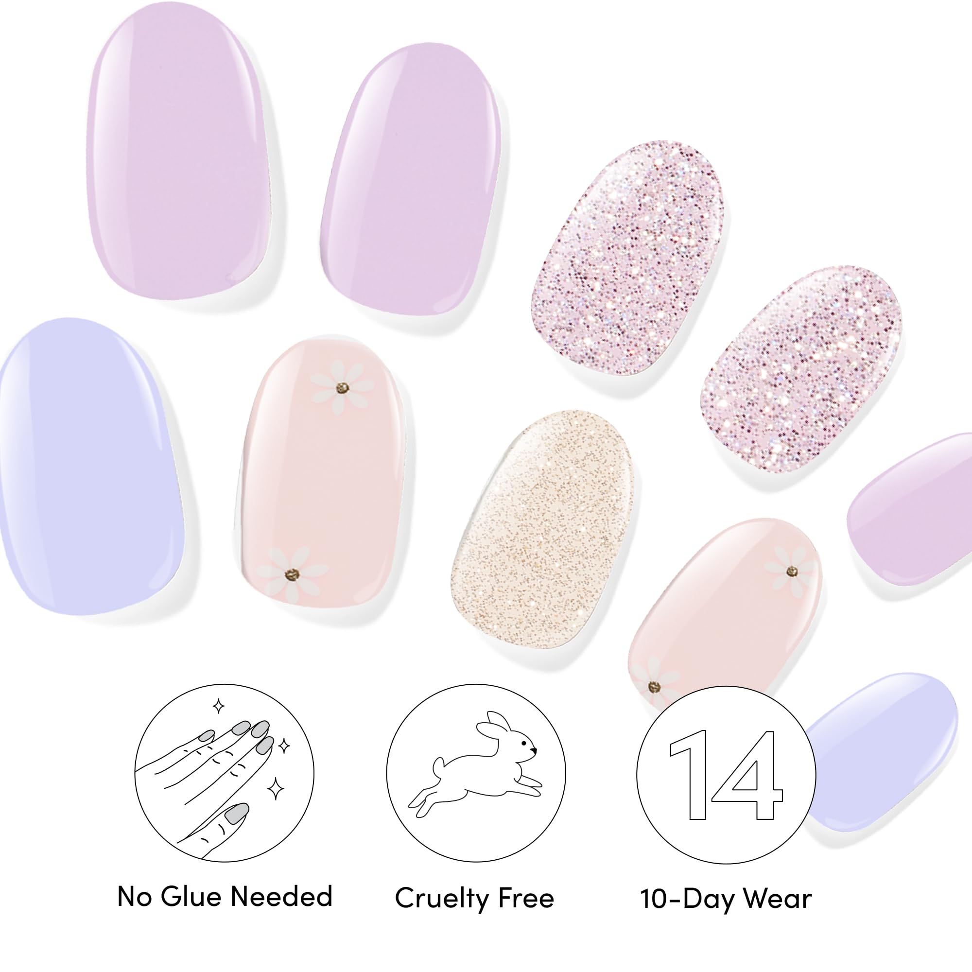 Dashing Diva applied manicure top-down view demonstrating smooth, chip-resistant finish