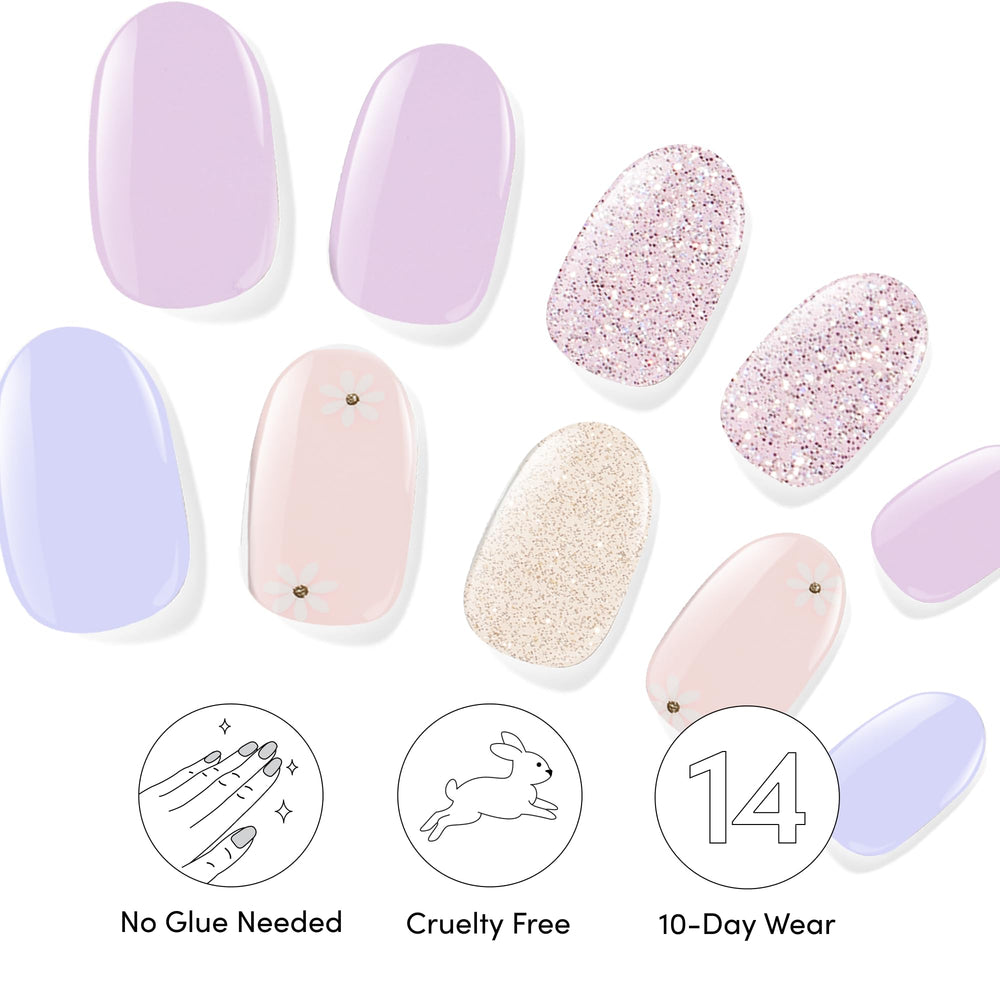 Dashing Diva applied manicure top-down view demonstrating smooth, chip-resistant finish