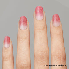 Dashing Diva close-up of Smitten at Sundown ombré pattern highlighting glossy finish