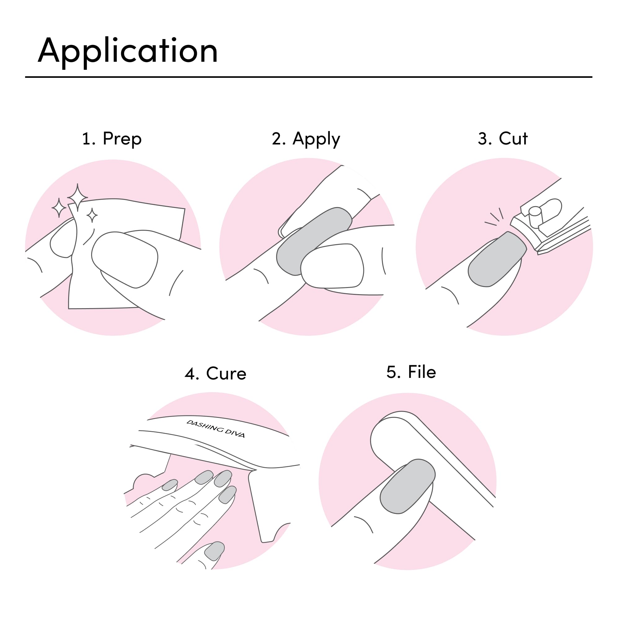 Dashing Diva mini LED lamp curing a nail strip quickly for fast results