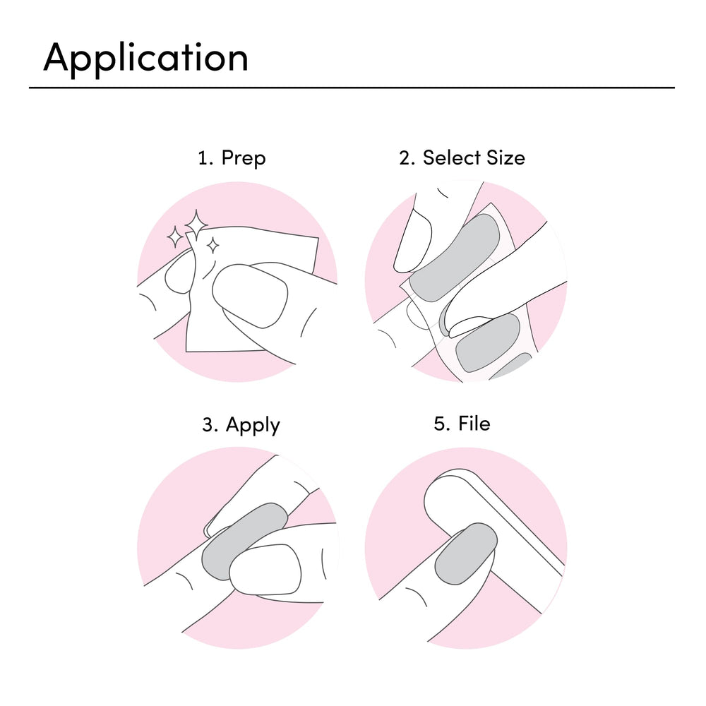 Dashing Diva prep pad and nail file included for easy application