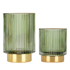 DASITON green striped holder front view showing organized brushes and elegant look