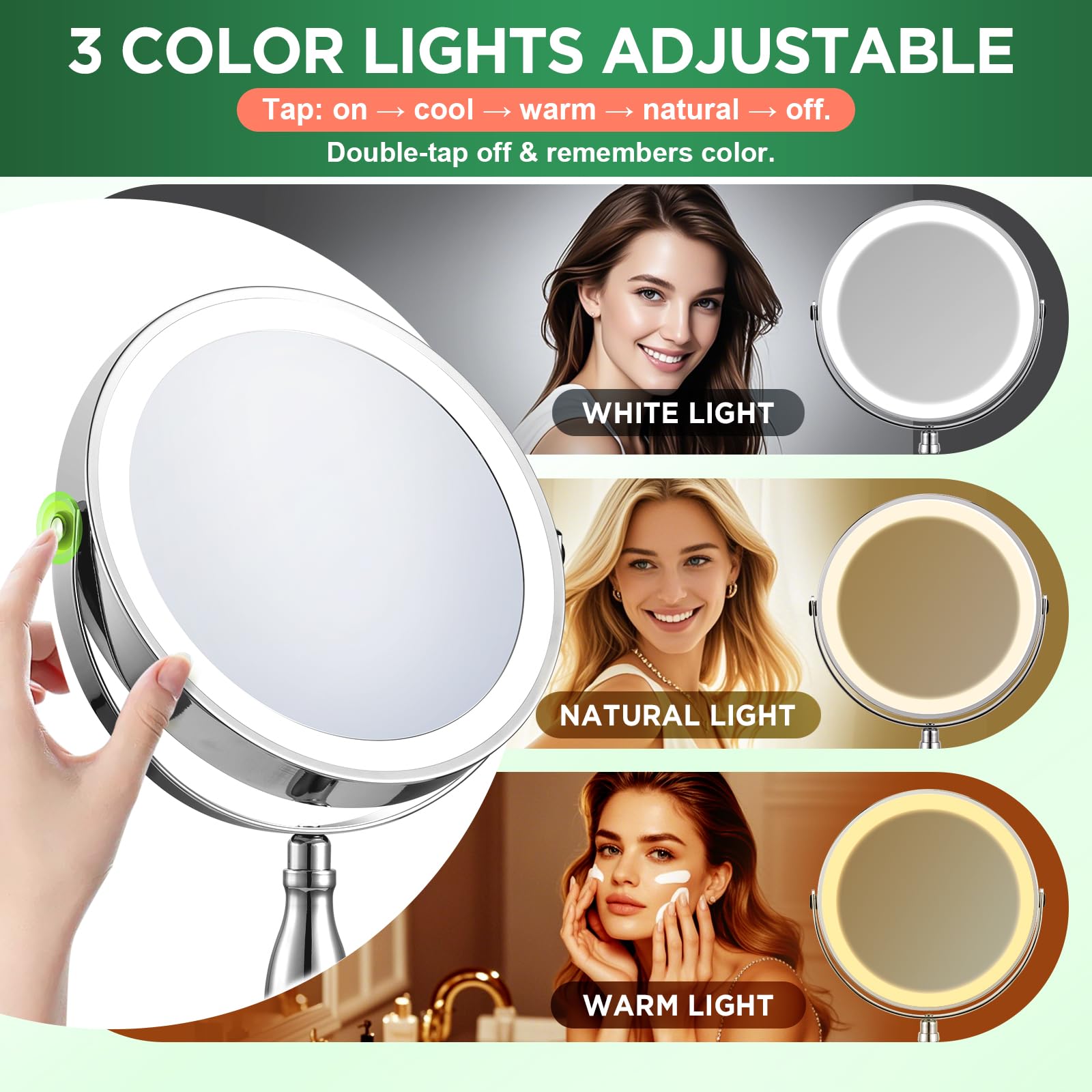 DASLAVA mirror in use for eyelash and eyebrow application with accurate lighting