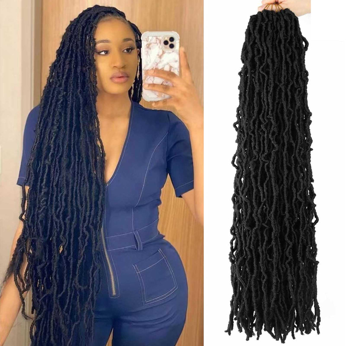 Datuoda front packaging showing 30 inch locs and pack count benefit ease