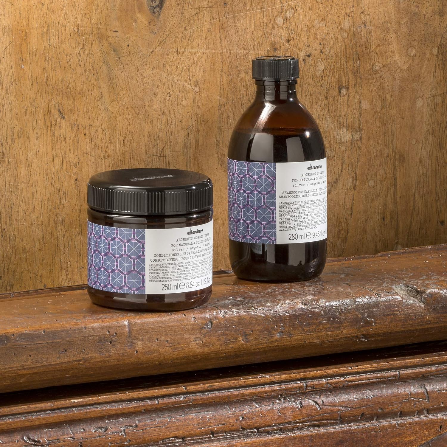 Davines bottle next to common items showing size and portability benefit