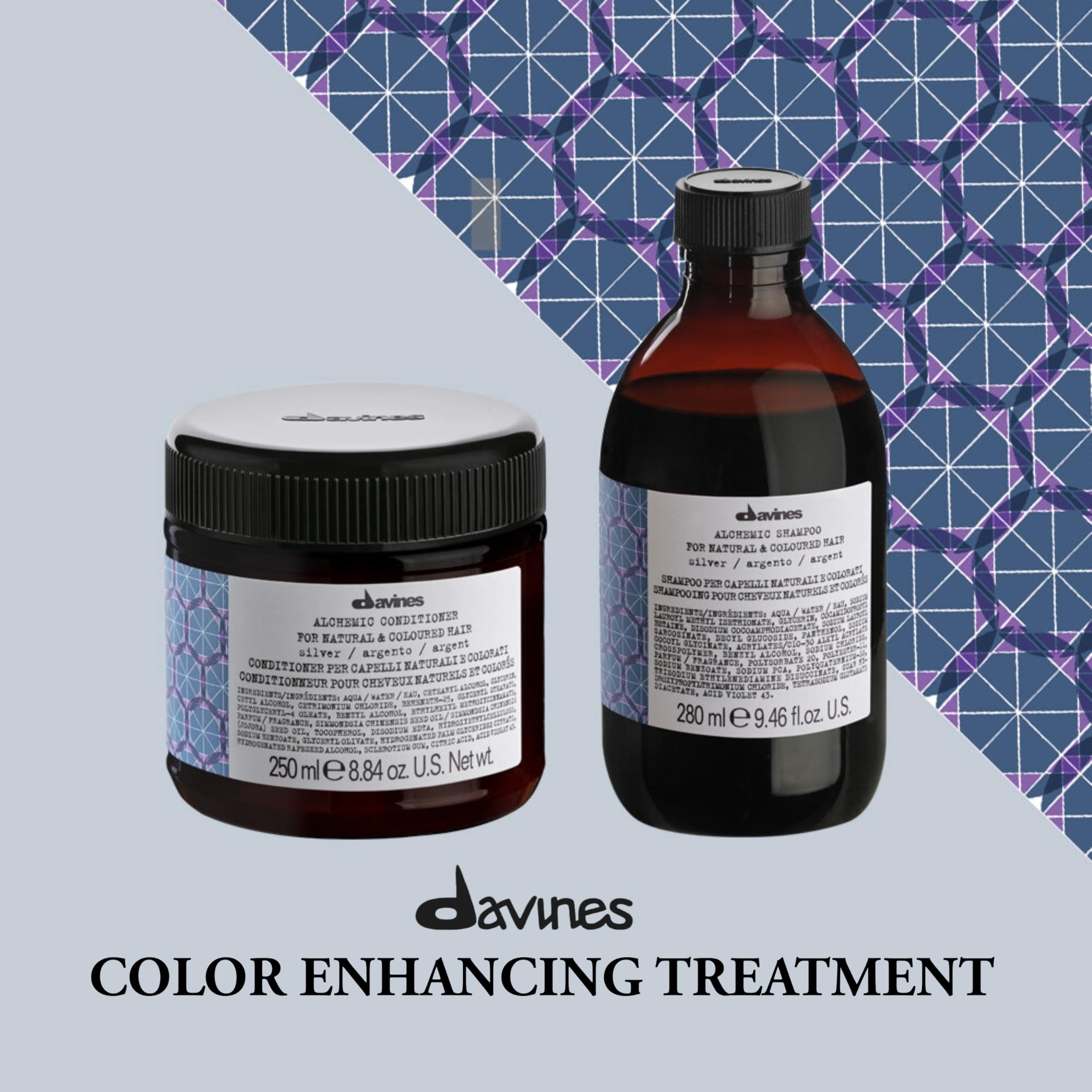 Close-up of Davines Alchemic Silver label for clear product details