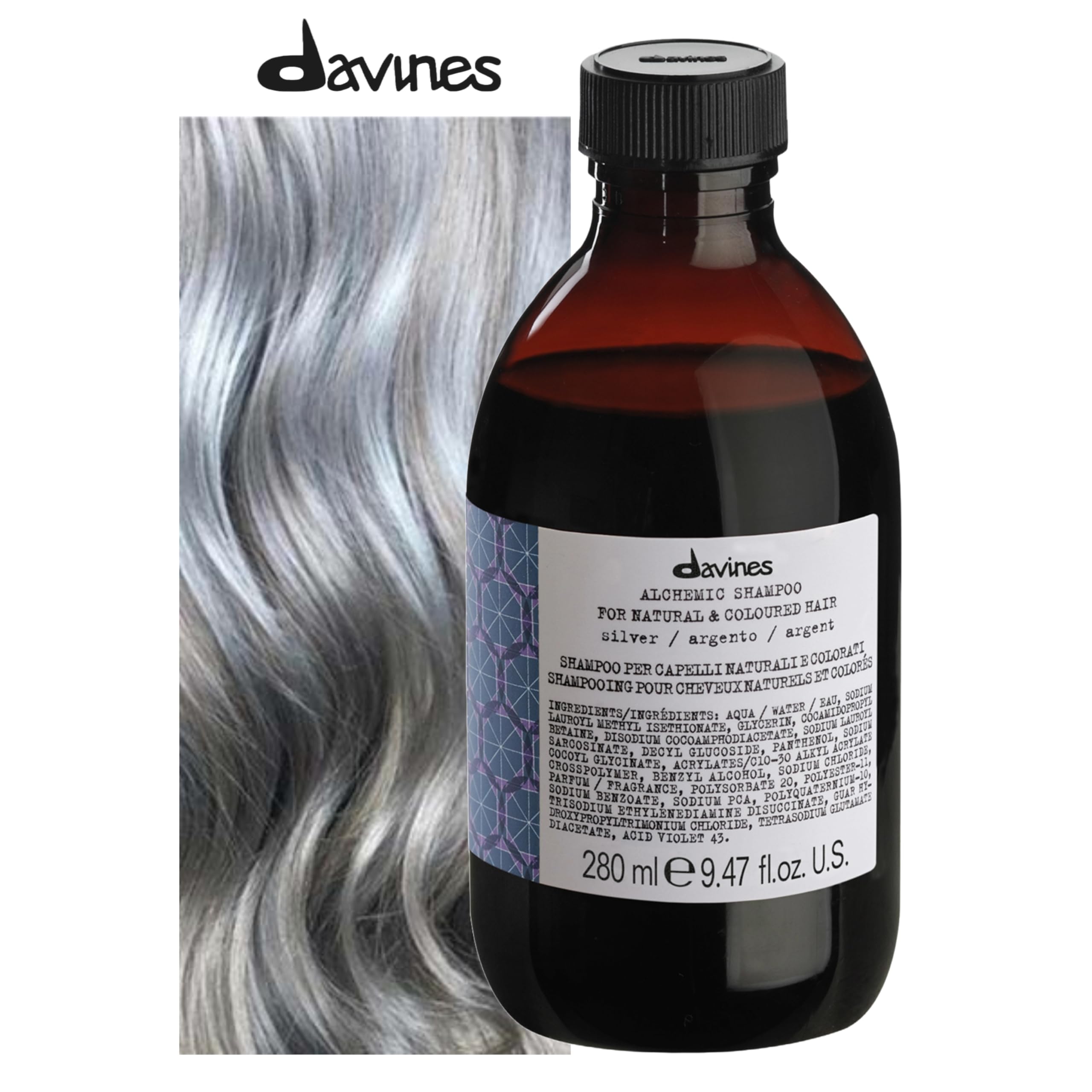 Davines shampoo pour showing smooth violet-tinged texture for toning