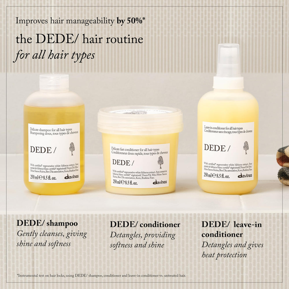 Davines DEDE before and after hair comparison highlighting softness