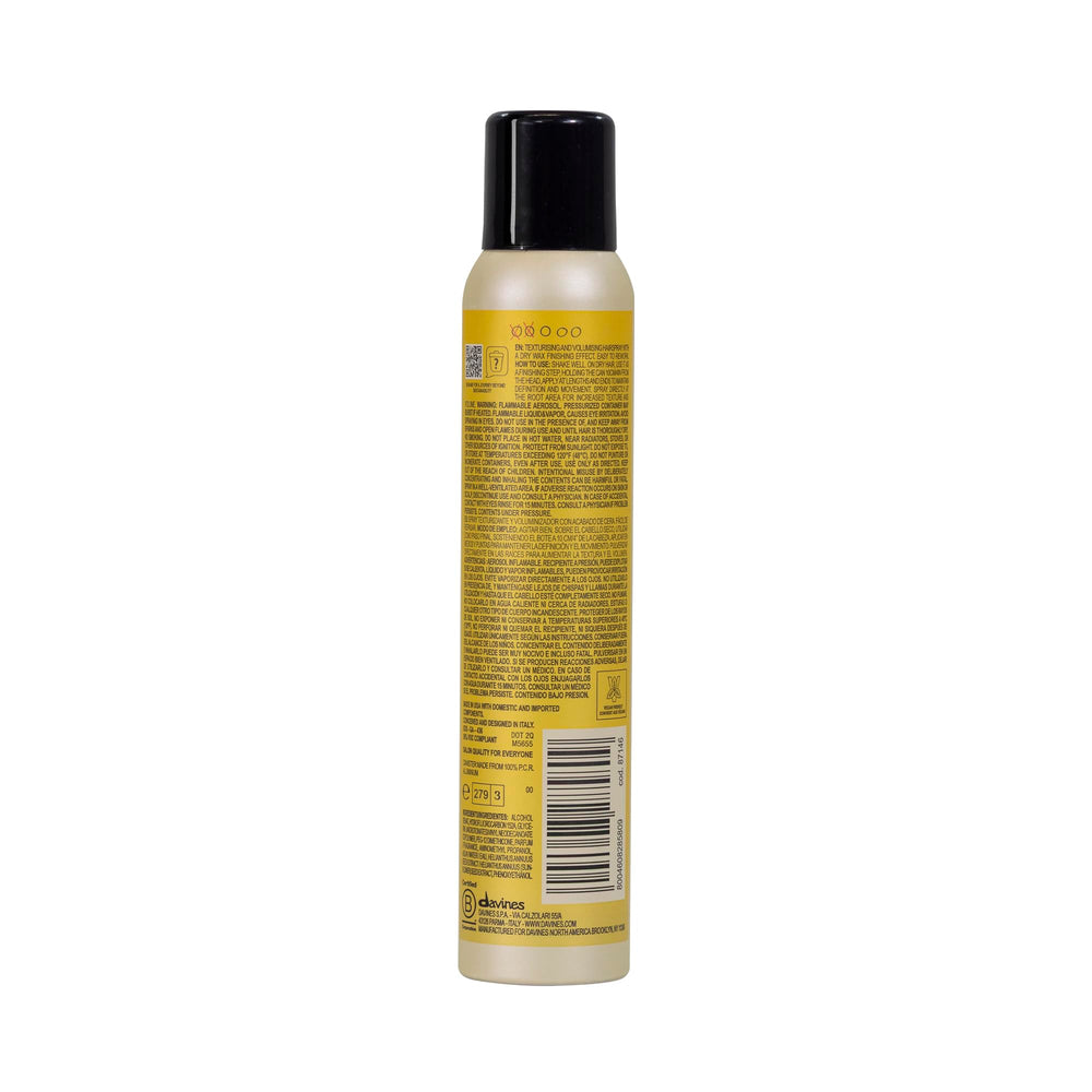 Davines label detail highlighting product name and textured finish benefit