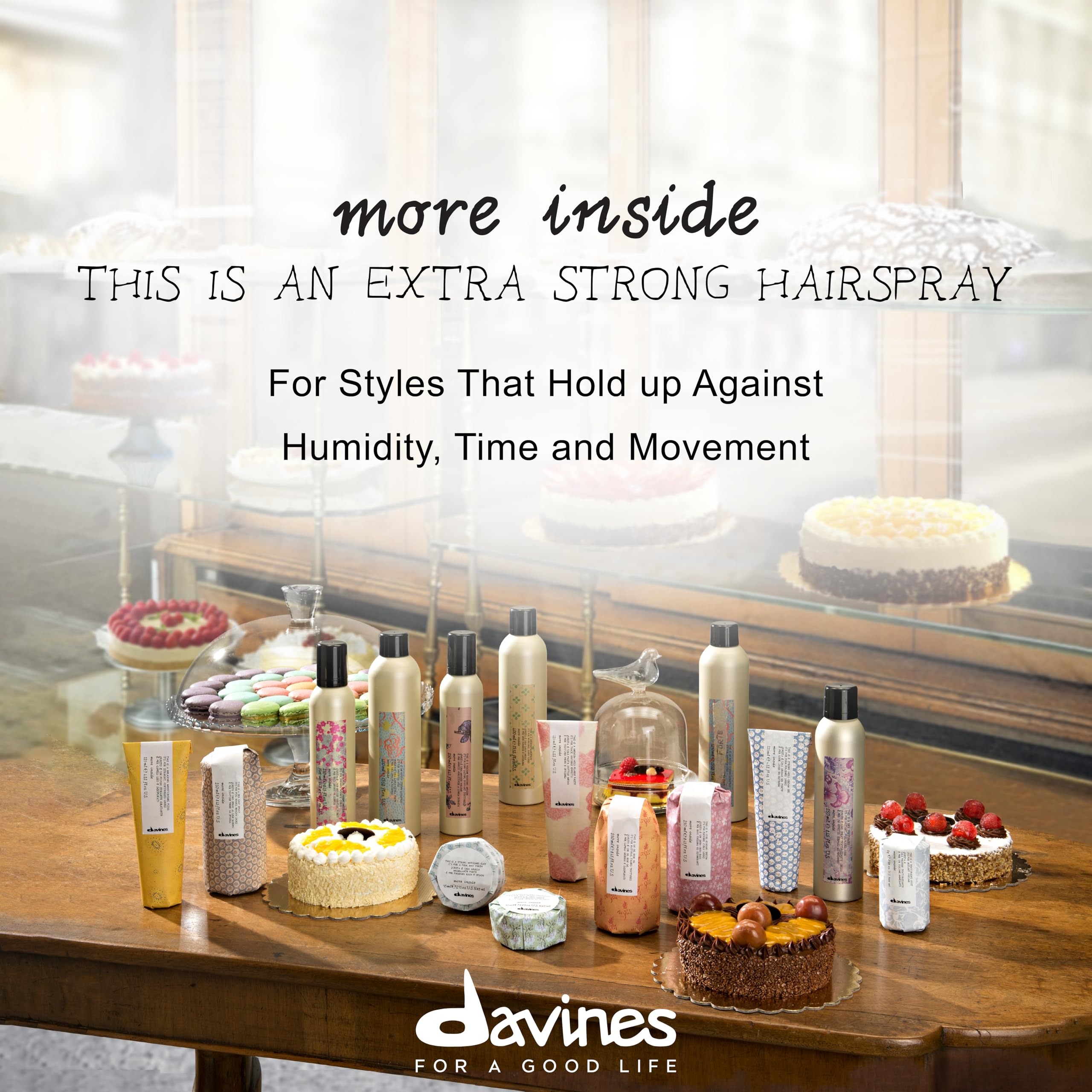 Davines nozzle close-up highlighting fine mist delivery for even hold