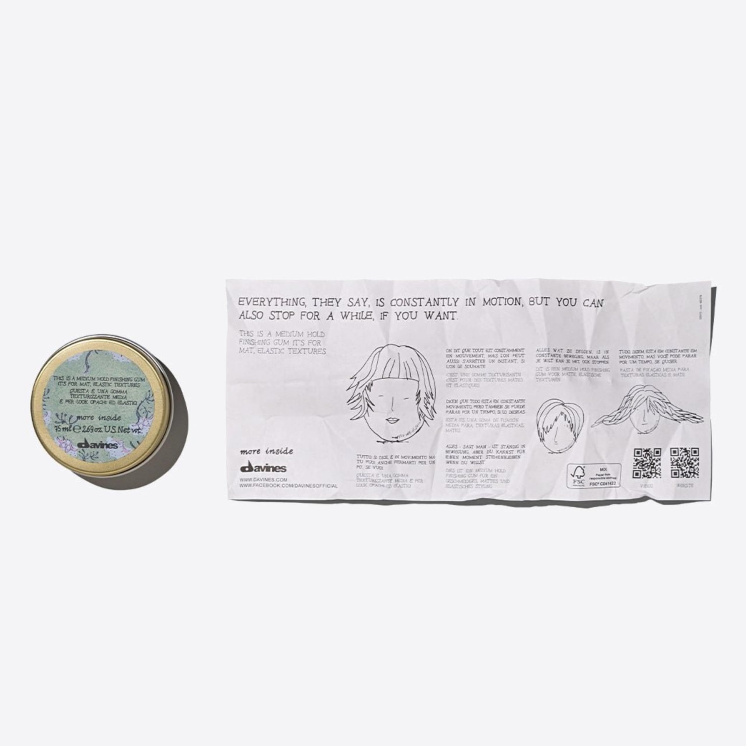 Davines finishing gum open jar creamy texture demonstrating lightweight spreadability