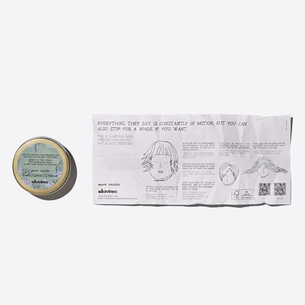 Davines finishing gum open jar creamy texture demonstrating lightweight spreadability