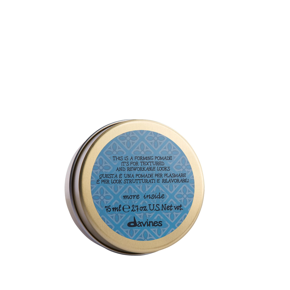 Davines forming pomade front packaging shows clean brand styling and benefits