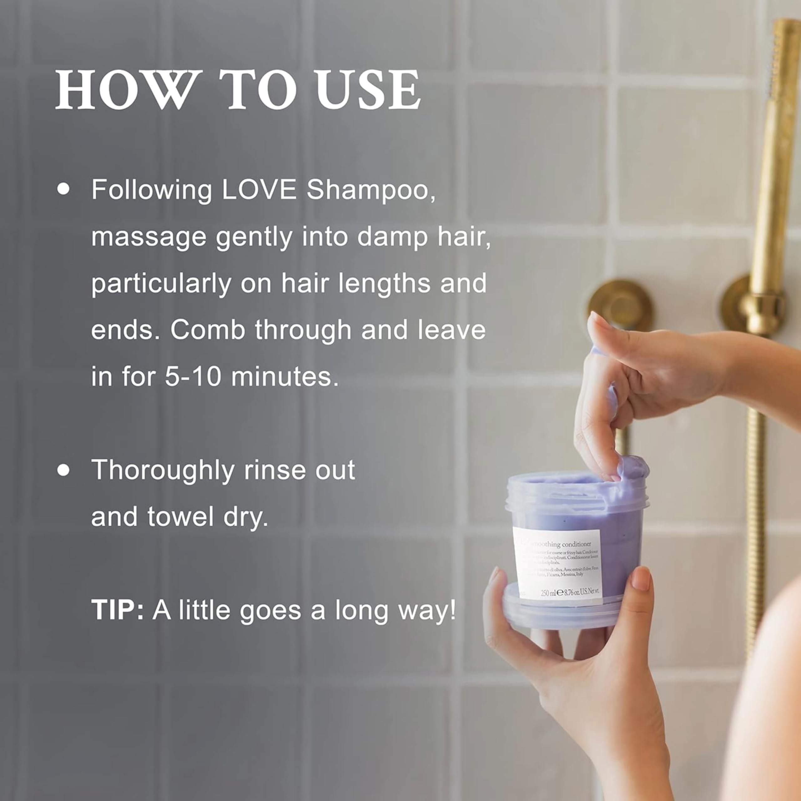 Davines LOVE conditioner creamy texture close-up for moisturizing action
