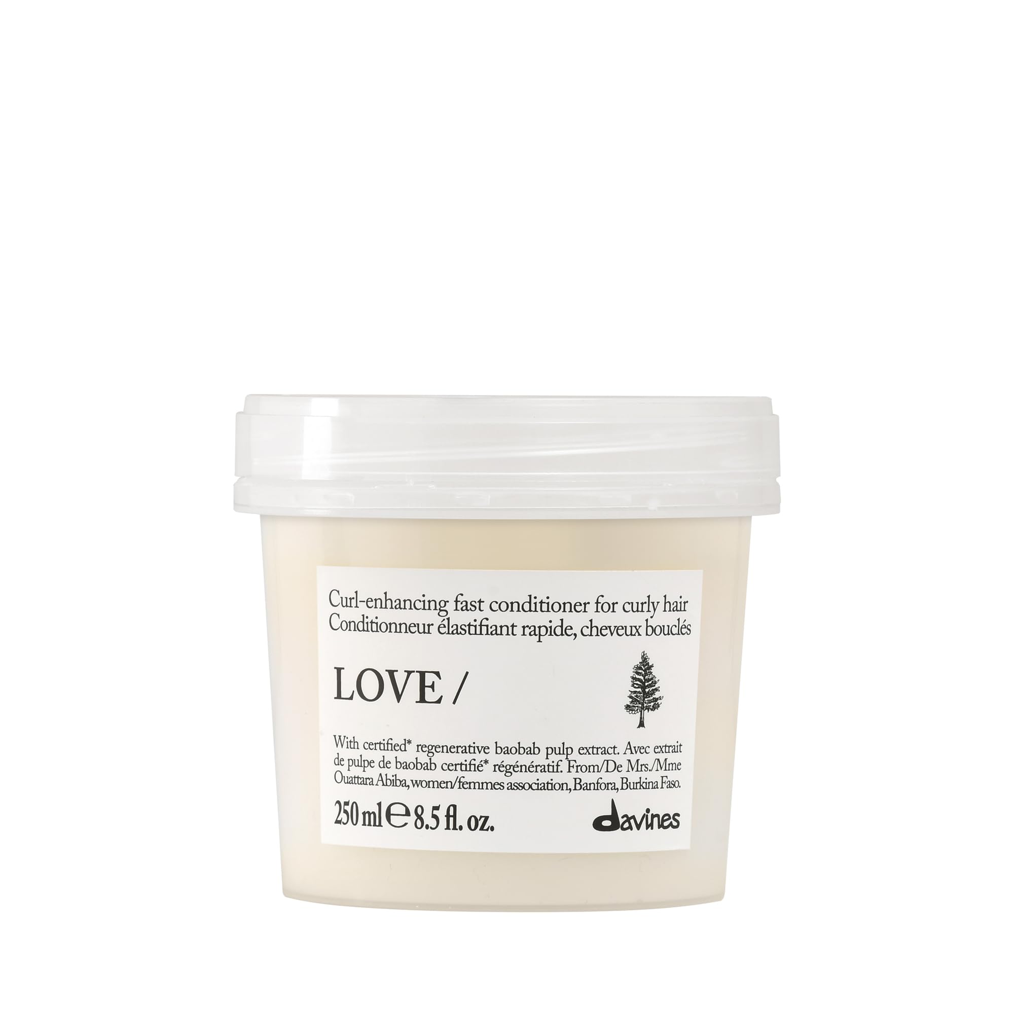 Davines front packaging of LOVE CURL conditioner showing brand and clear benefits