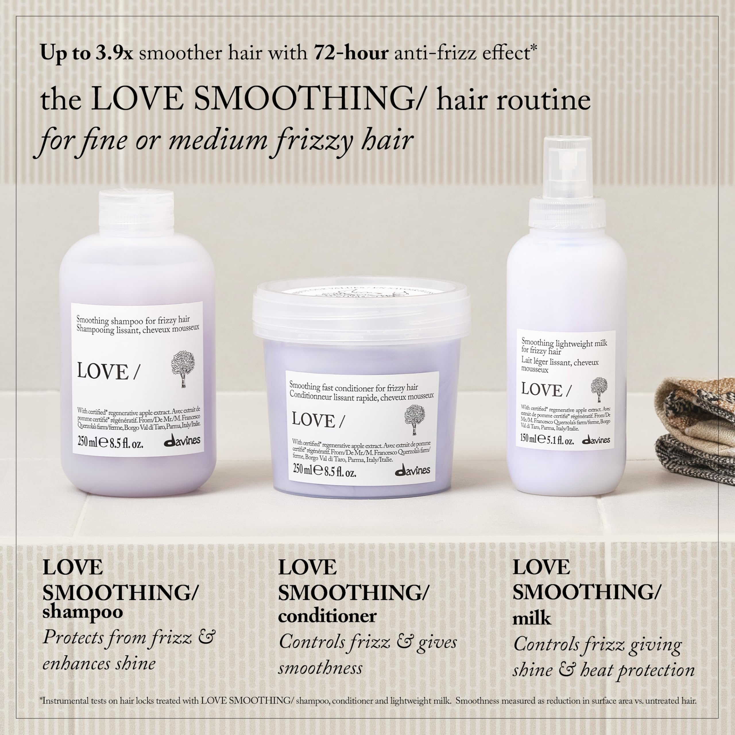 Davines pouch on bathroom shelf illustrating everyday salon-quality benefit