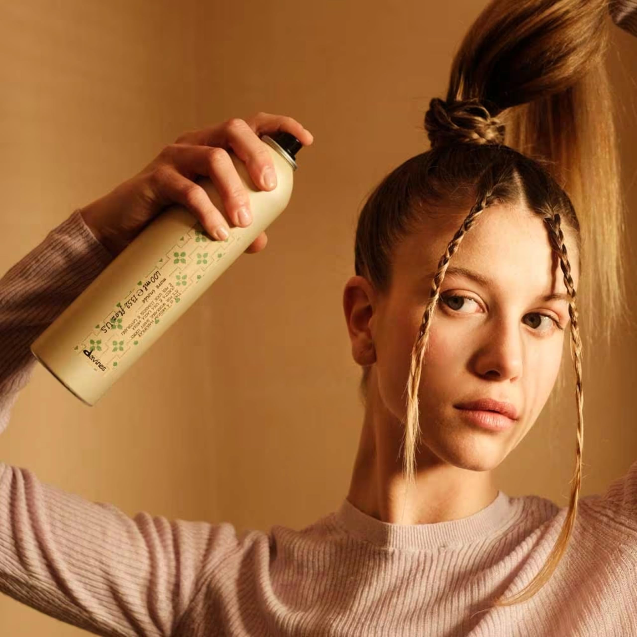 Davines before and after hair showing added structure and natural movement benefit