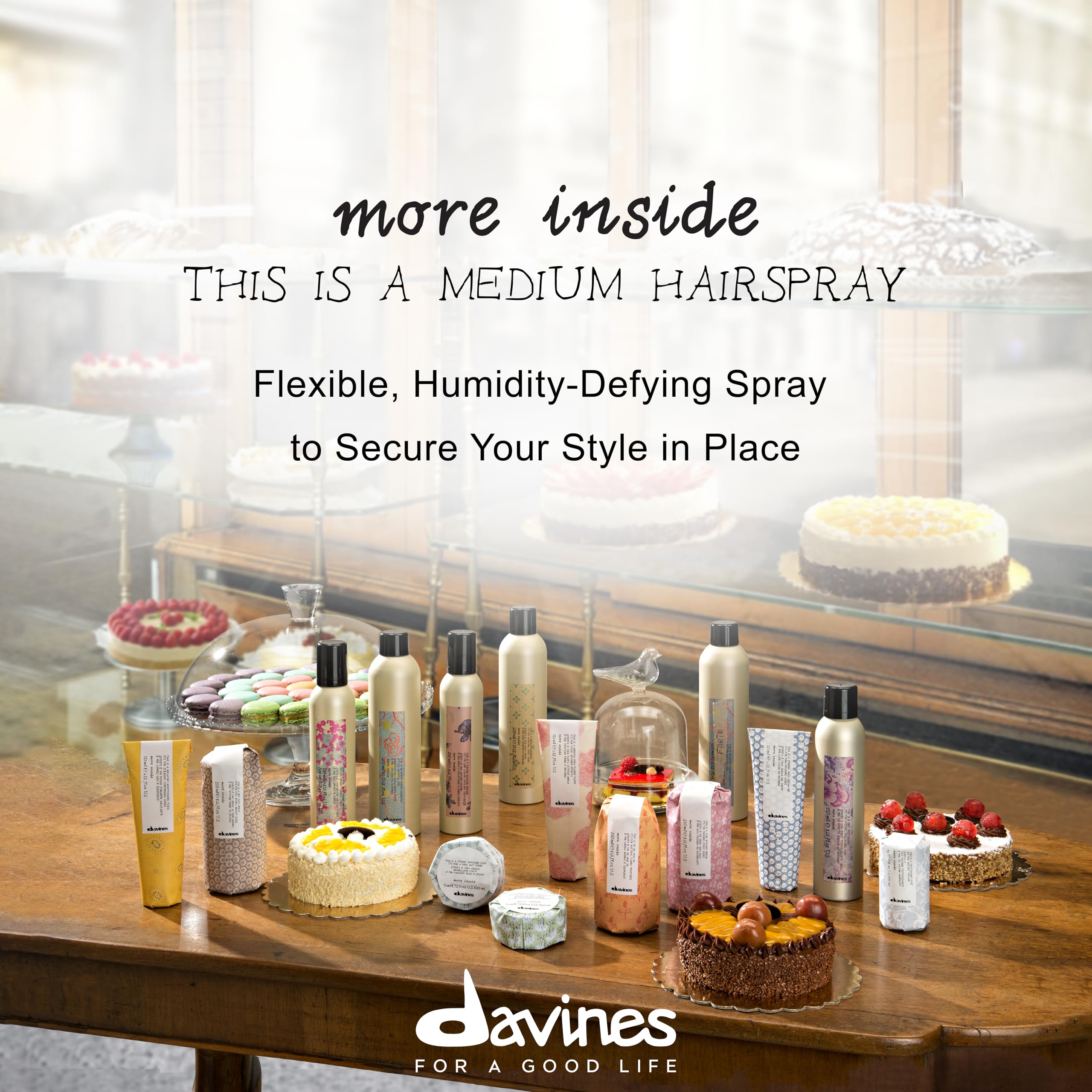 Davines fine mist spraying to show even coverage and frizz control benefit