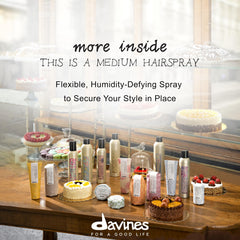 Davines fine mist spraying to show even coverage and frizz control benefit