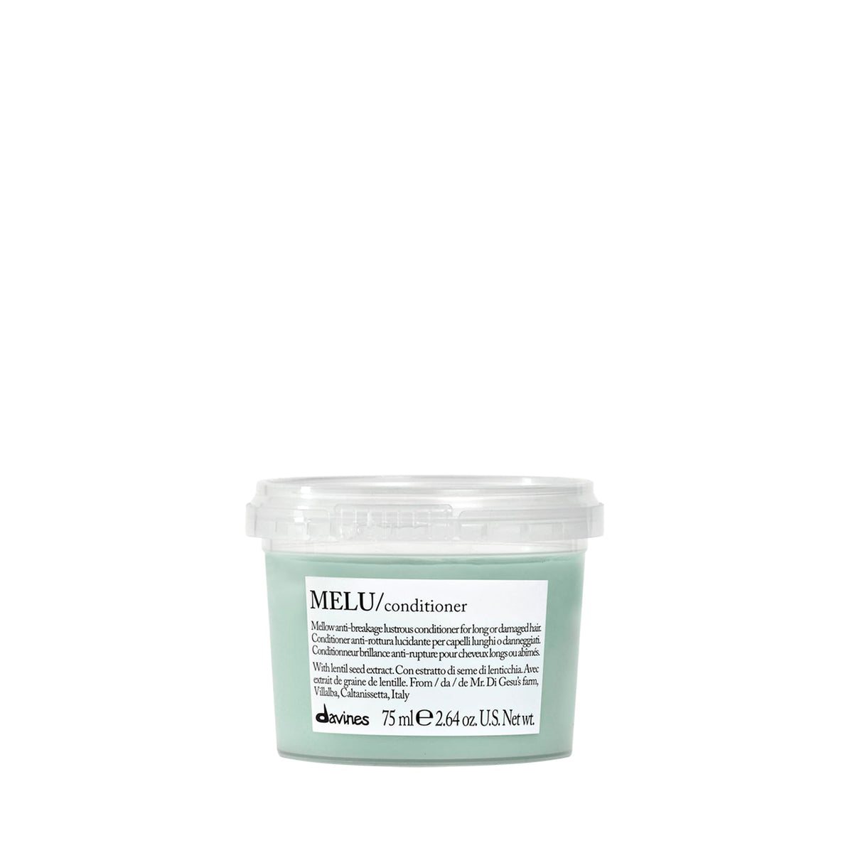 Davines MELU front packaging showing travel-size for easy packing