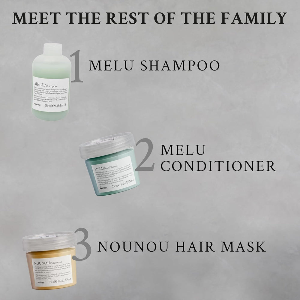 Davines MELU detangling demo with comb showing easier manageability benefit