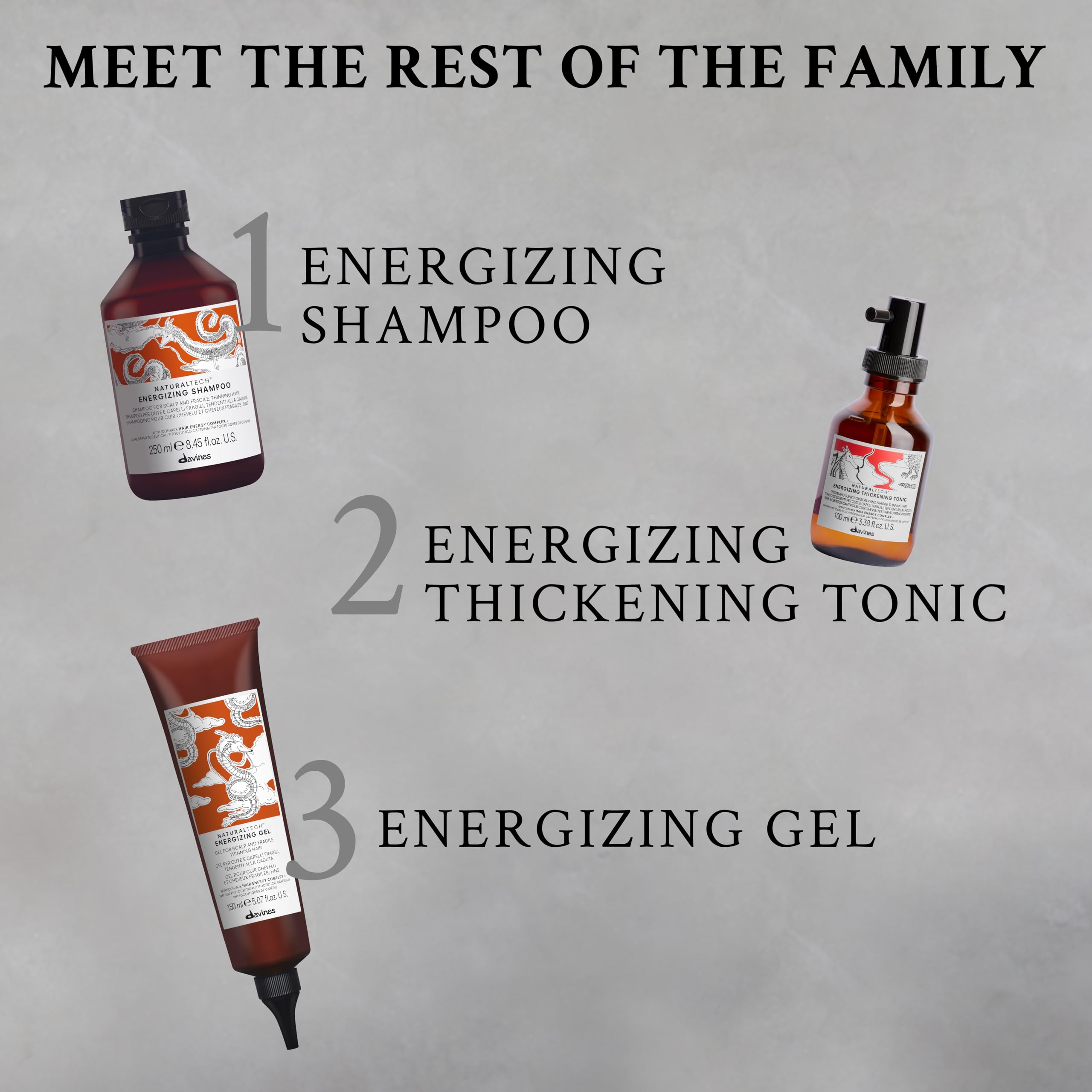 Close-up of Davines Naturaltech ingredients label highlighting natural actives