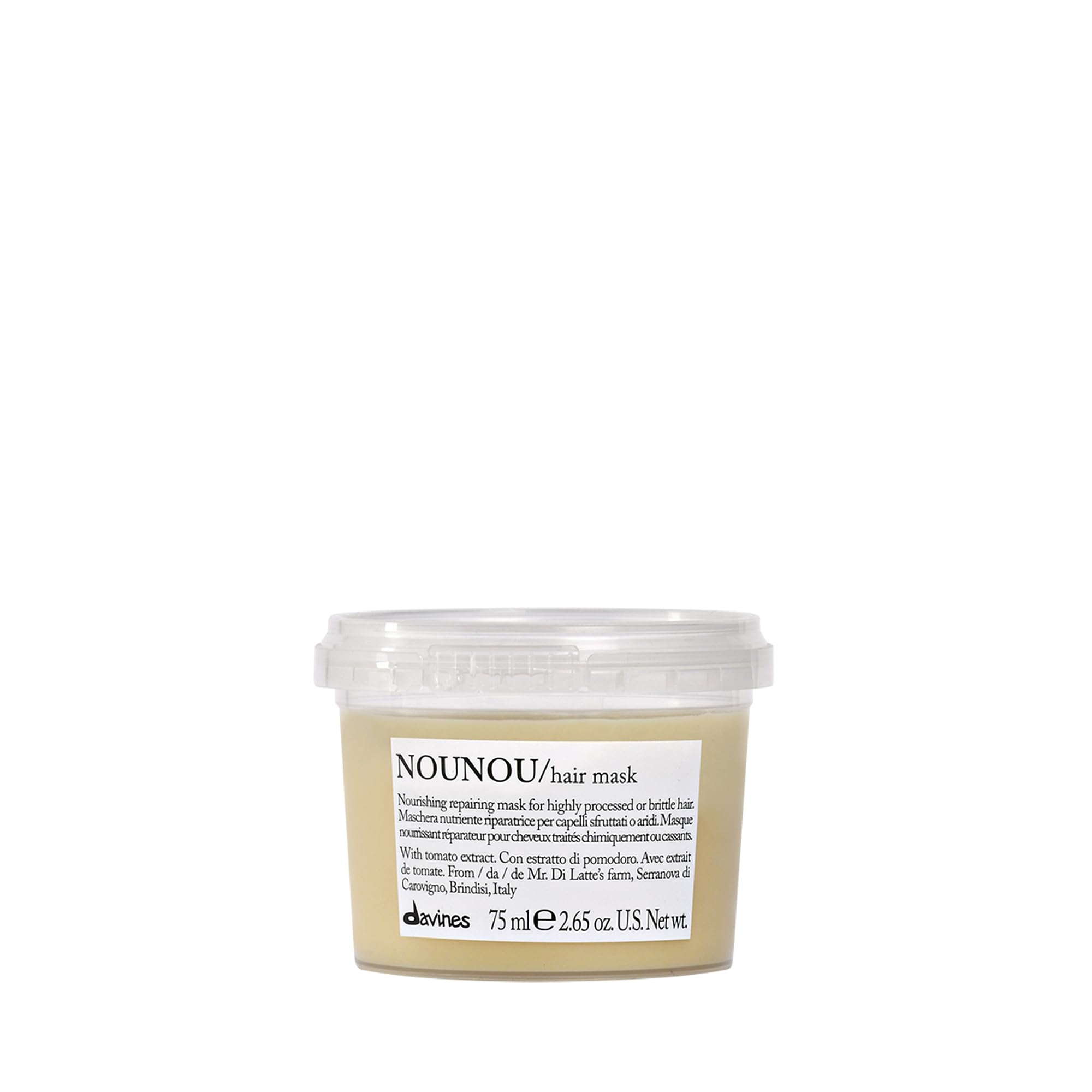 Davines NOUNOU mask front packaging showing compact travel benefit