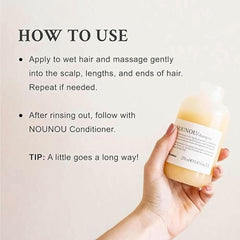Davines NOUNOU shampoo texture foam closeup demonstrating gentle lather benefit