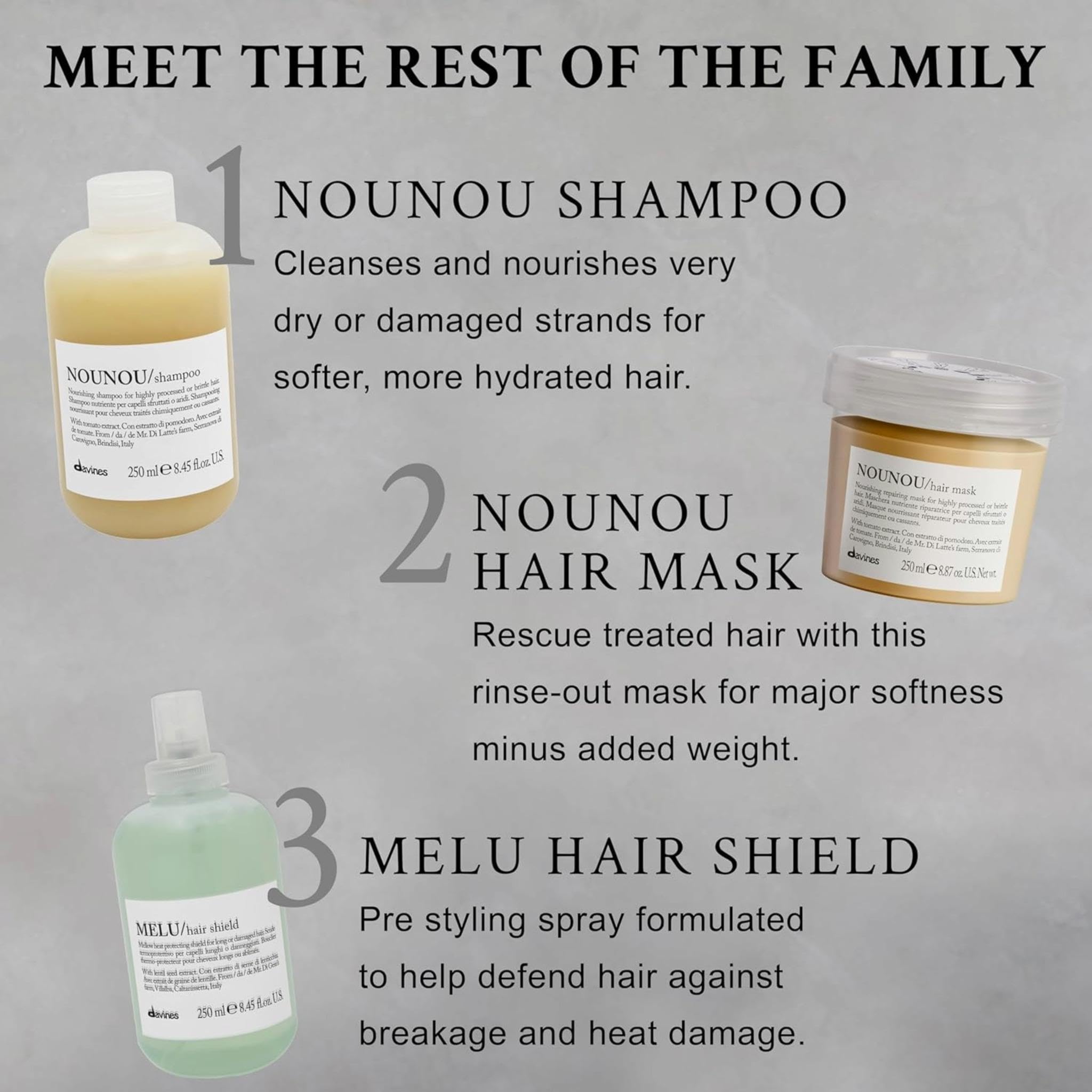 Davines NOUNOU with tomato extract visual emphasizing natural ingredient nourishment