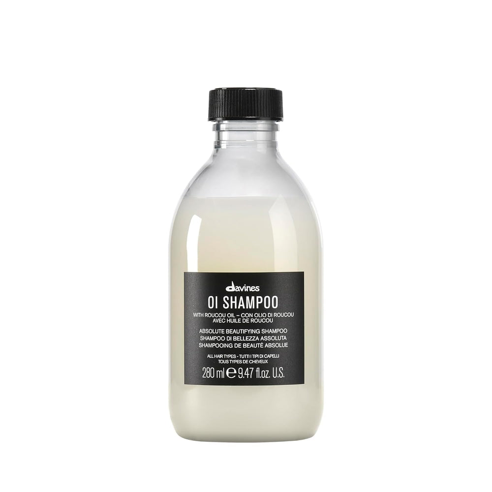 Davines bottle front showing OI shampoo and daily softness benefit
