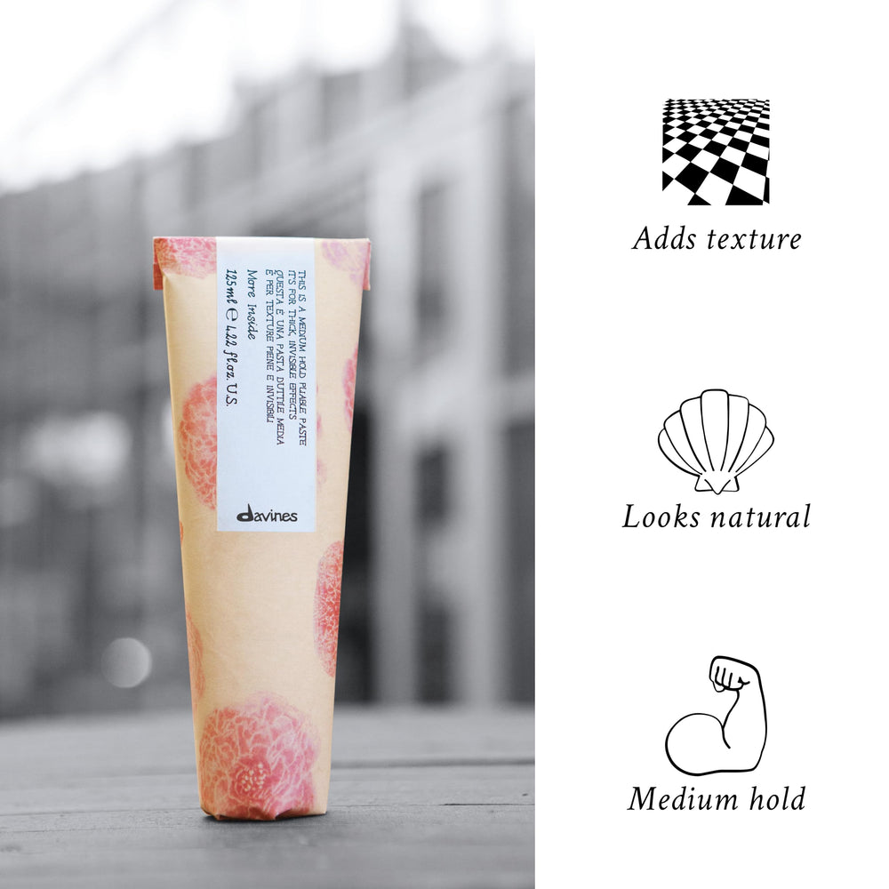 Davines paste creating textured medium-length hair, builds volume and flexible hold