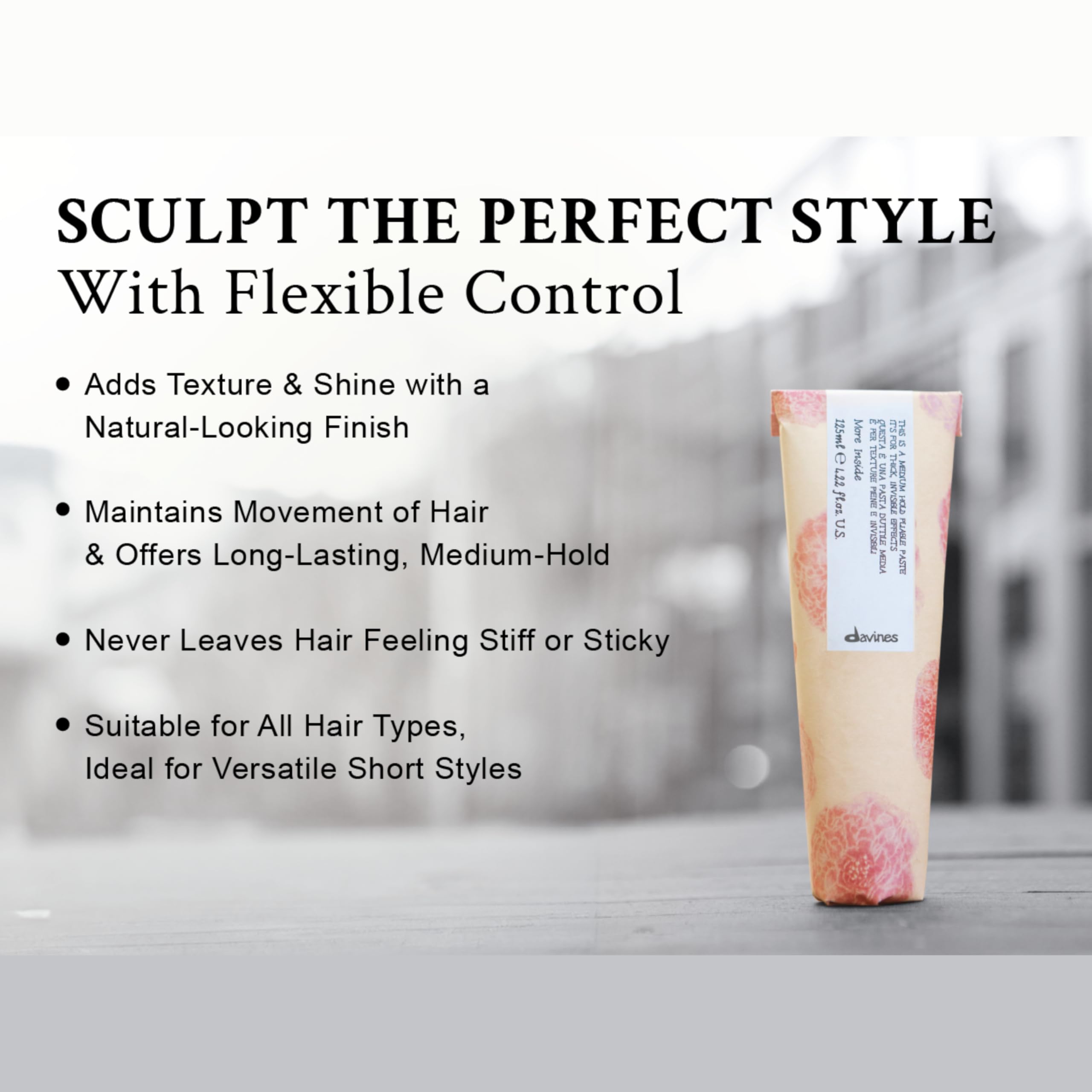 Davines label and ingredient panel, communicates product quality and sustainable sourcing