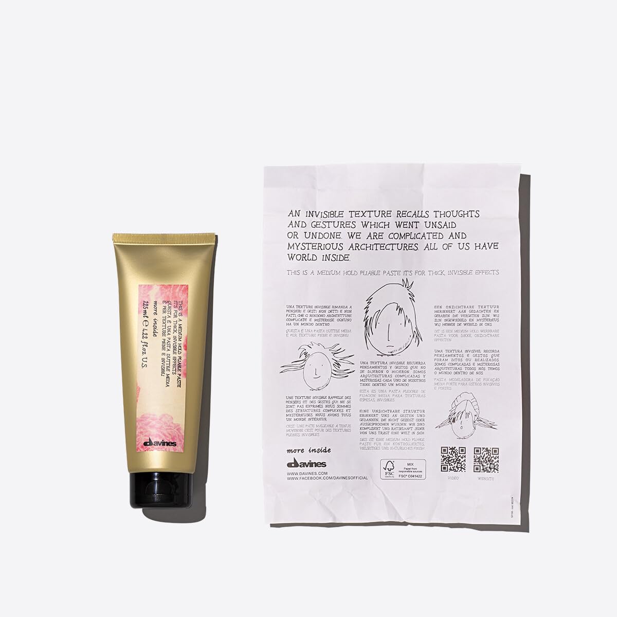 Davines close-up of paste texture, creamy consistency helps easy spreading and control