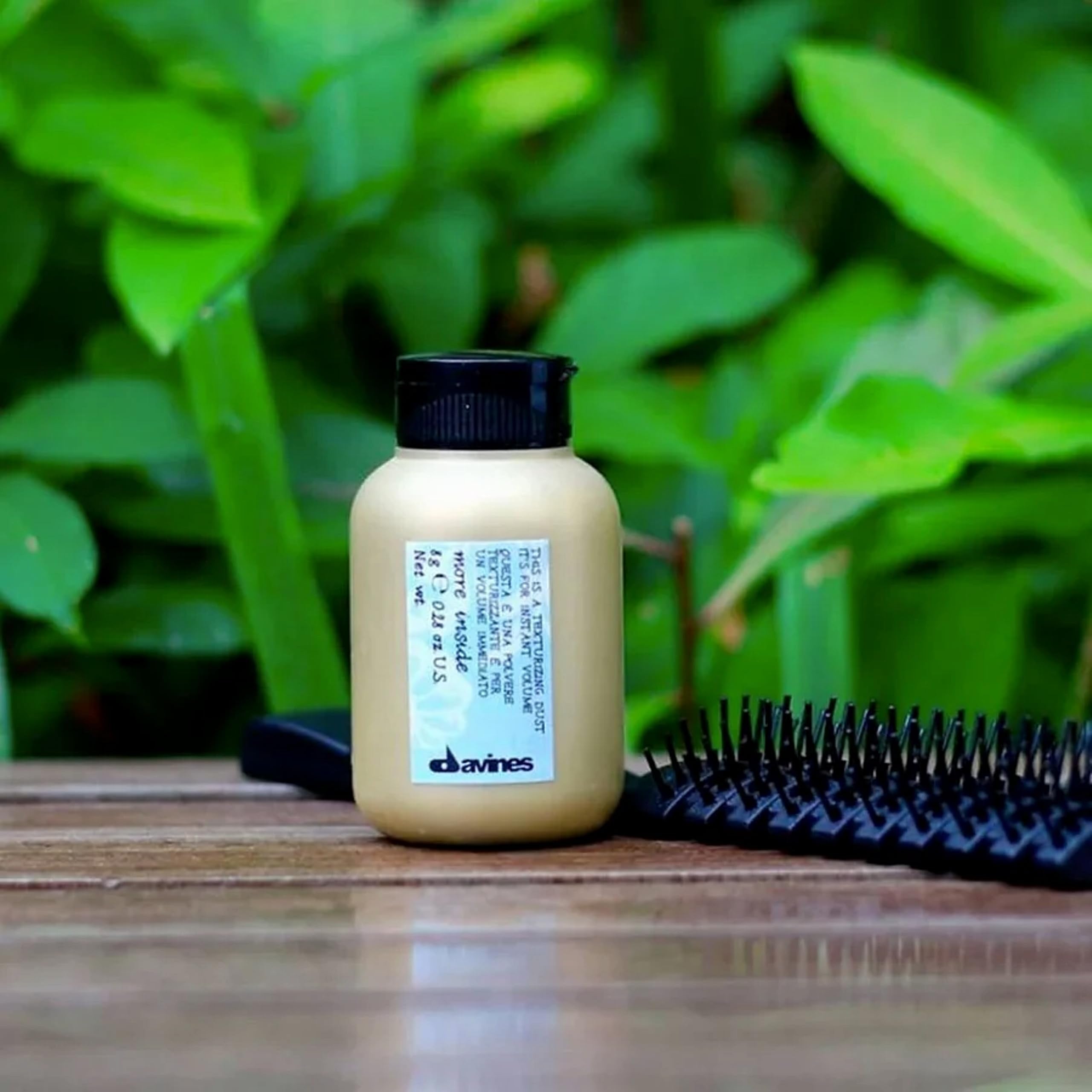 Davines label detail emphasizing brand and ingredient transparency