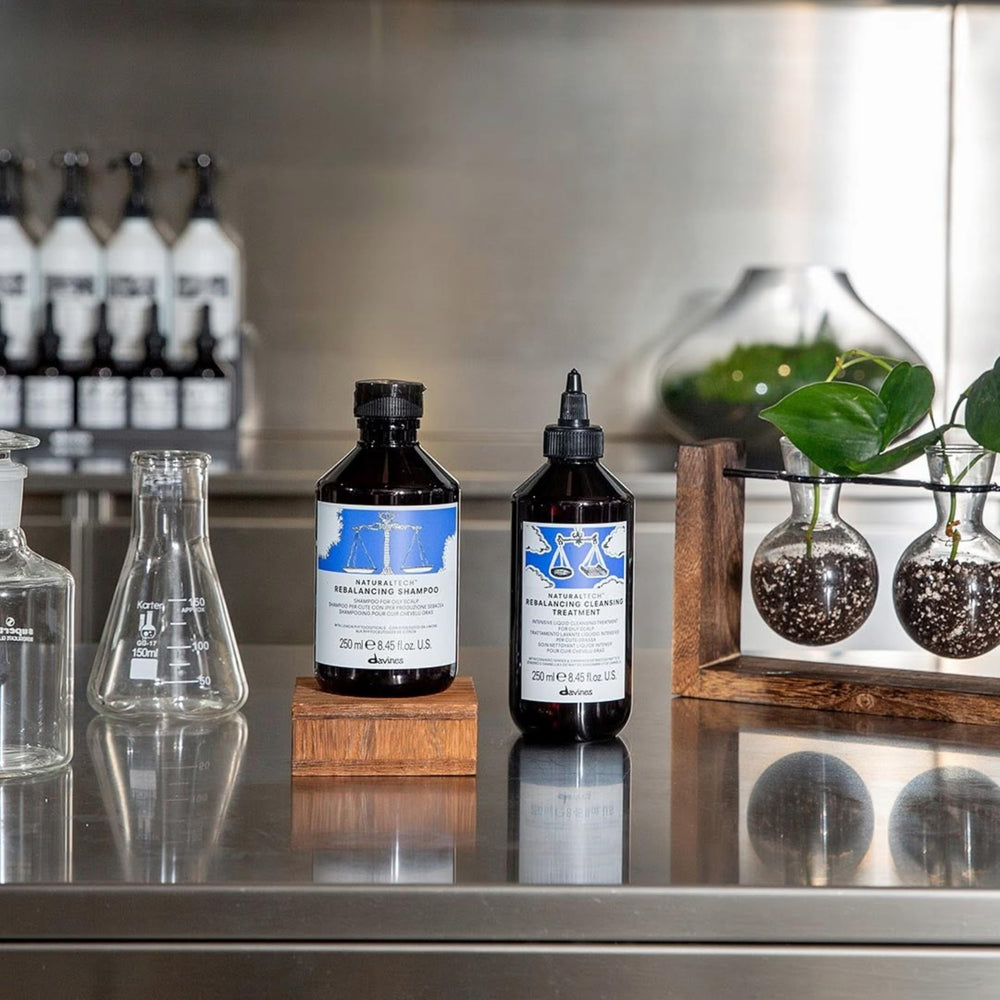 Davines before and after hair volume comparison showing lighter hair benefit