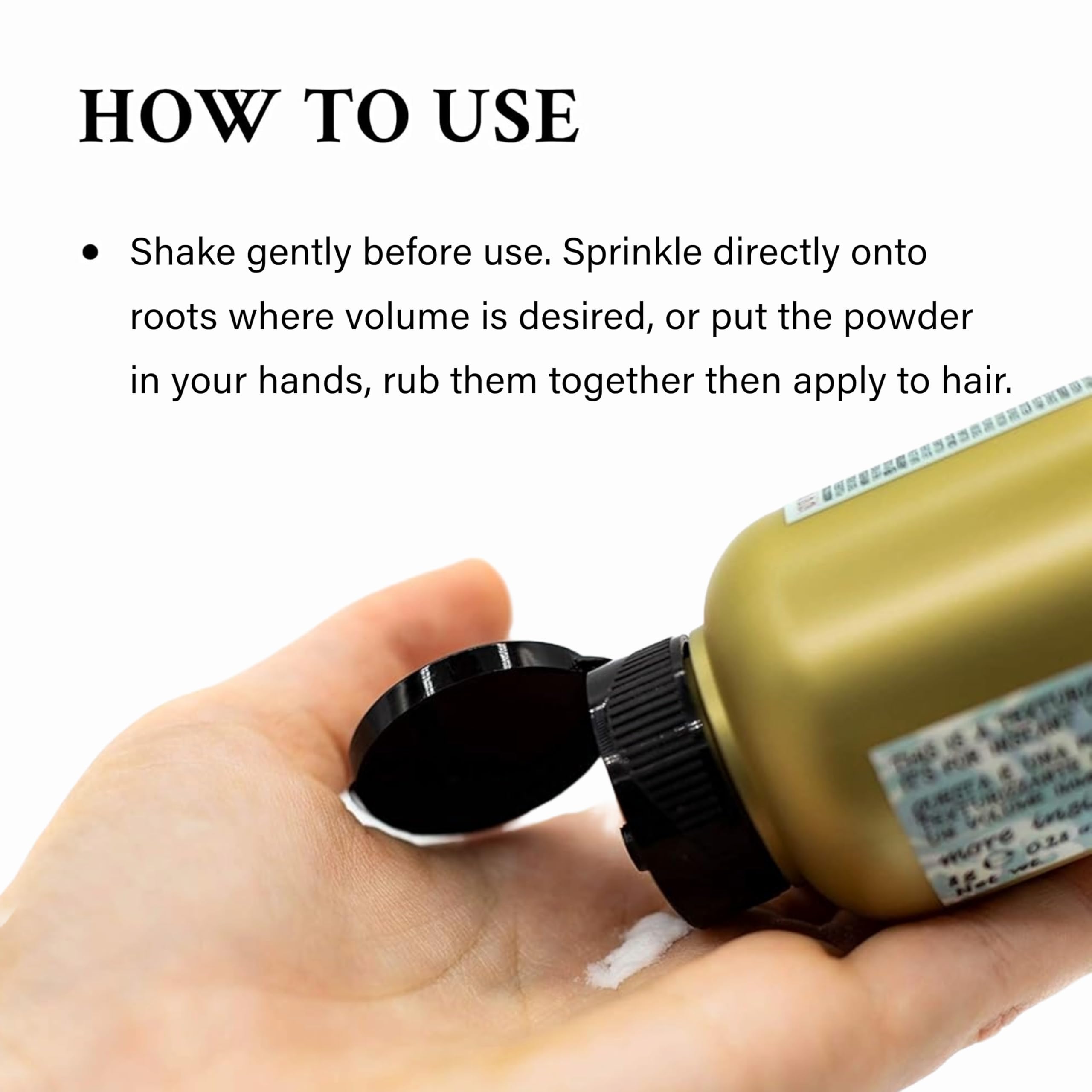 Davines powder being applied to roots to create immediate lift