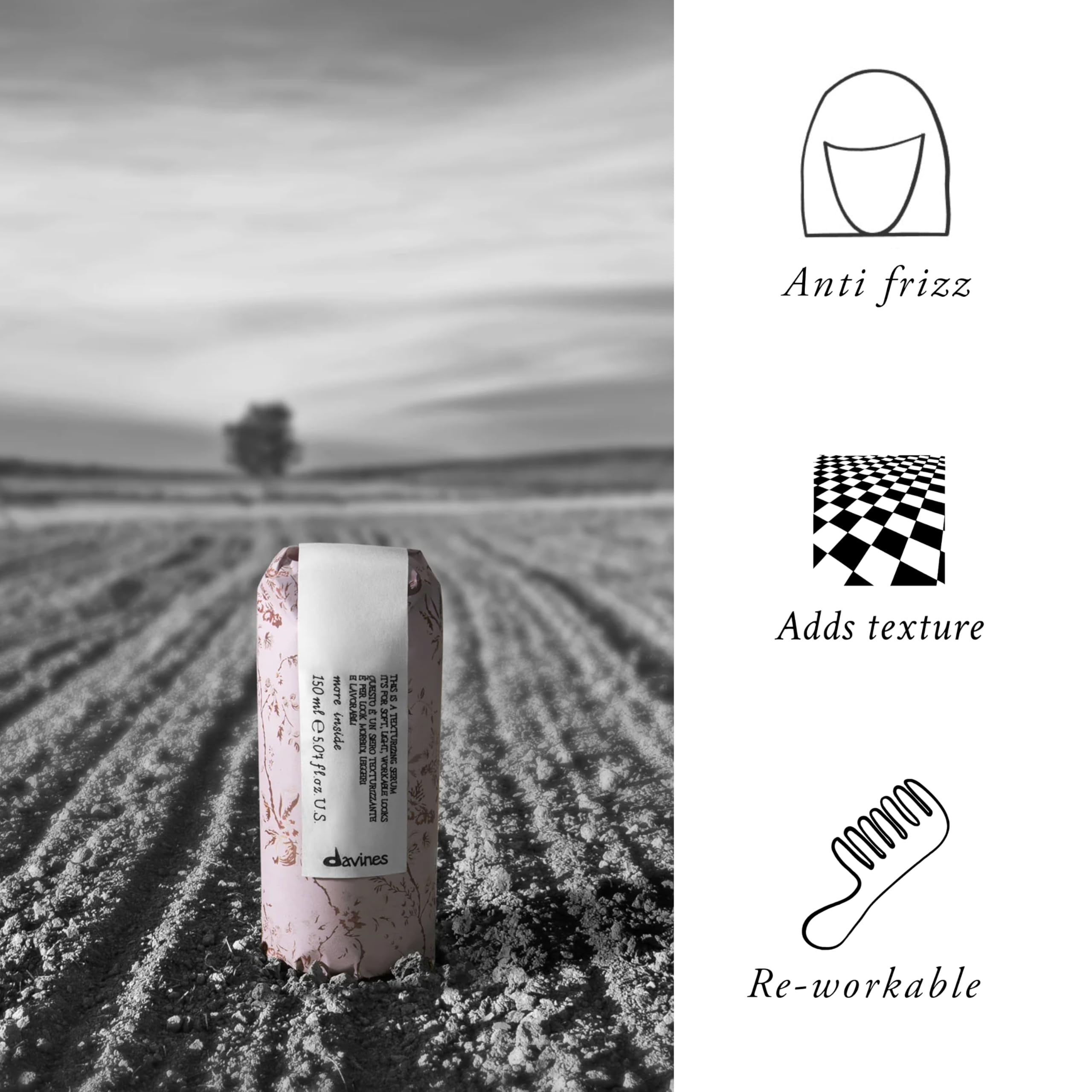 Davines serum in hand demonstrating easy application and lightweight feel
